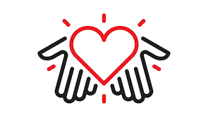 giving back symbol: heart in hands to show spreading love back to the community