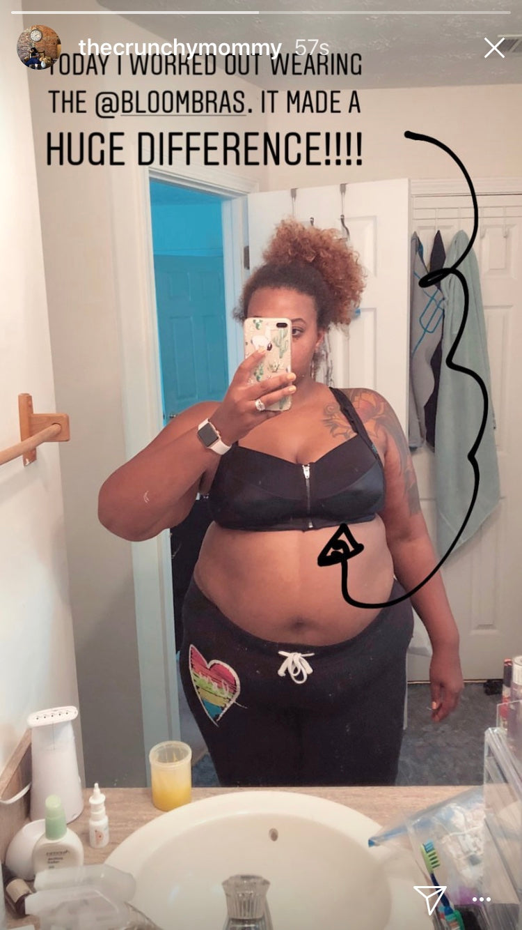 Woman wearing bloom bras on her instagram story