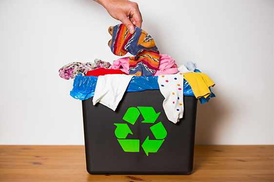 Clothing in a Recycling Bin